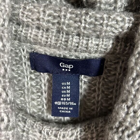 Gap Gray Knitted Cowl Neck Wool Blend Knitted Pullover Sweater‎ Womens Medium - Picture 2 of 6